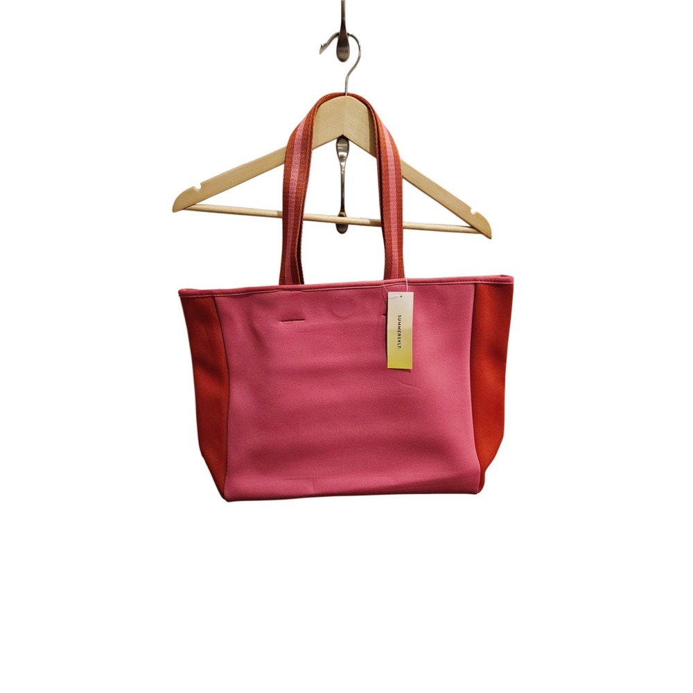 NEW! Summersalt Super Soft  Neoprene Pink & Red Tote Bag Beach Pool Travel